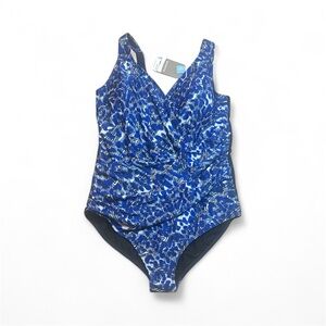 NWT Amoena Women's Ruched Blue One Piece Swimsuit sz 20D